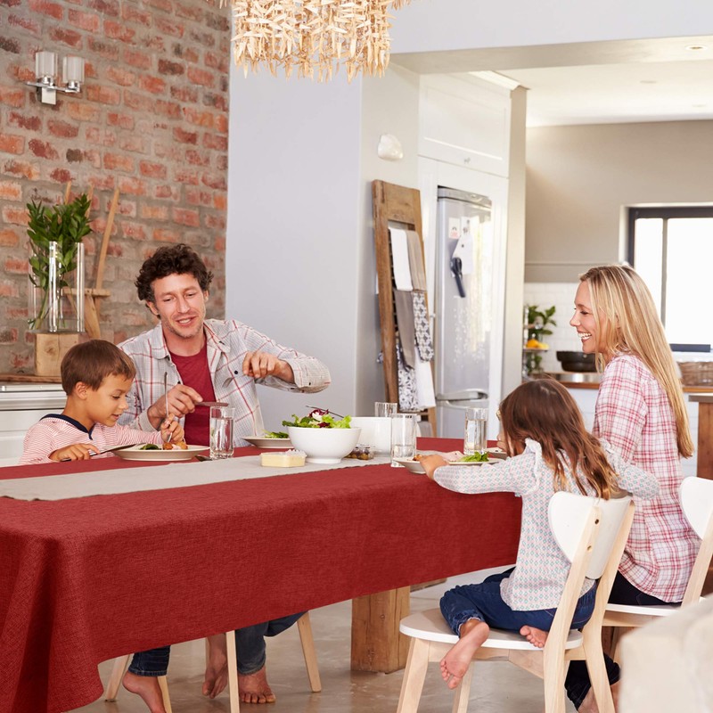 Deconovo Christmas Table Cloth 54x79in(137x200cm) Faux Linen Water Resistant Tablecloth