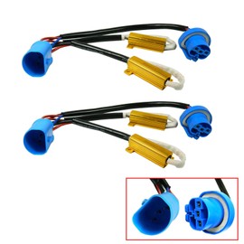 Xotic Tech 2pcs 9007 9004 LED Fog Light Bulbs Load Resistor Anti-Flicker Error Free Wiring Adapter Decorders Plug and Play
