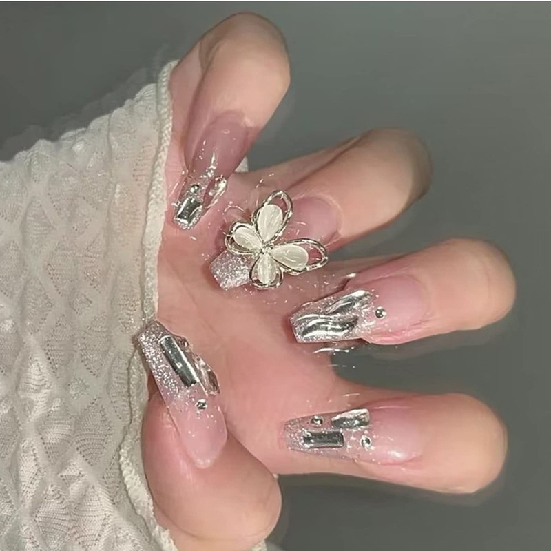 HAPVITAL Nail Tips, Pack of 24, 3D, Handmade, Japanese Style,