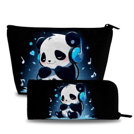 xiaotcq Cute Panda Makeup Bag for Women Girls Cartoon Travel Bags Cosmetic Bag Make Up Bags Zip Pouch for Travel Essentials