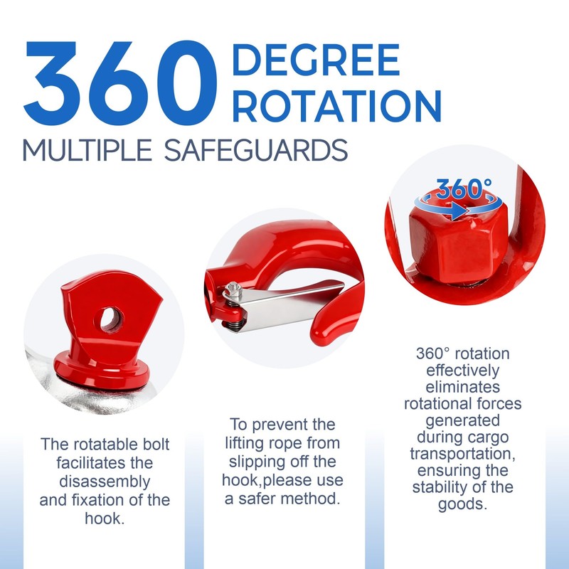 Heavy Duty Forklift Lifting Hook 6600LBS 3Ton 360° Swivel Fork