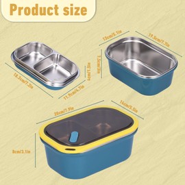 Niiyen Lunch Box 1200ml 2 Layers Hot Food Lunch Containers with Spoon Portable Adult Bento Lunch Box Cold and Hot Food Storage for School Office Outdoor Travel（Blue）