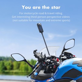 SEASKY T1-M Motorcycle Handlebar Third Person View Mount Compatible with insta360 X4 X3 X2 X RS Compatible with GoPro Max 360 Panoramic Sports Action Camera Accessories Carbon Fibres Aluminum Alloy