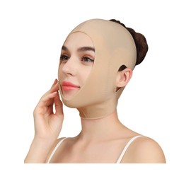 Anna-Kaci Womens Chin Strap Support Band Neck Bandage Post Surgical Compression Head wrap, Neck and Chin Compression Garment Wrap, Dark Beige, Medium