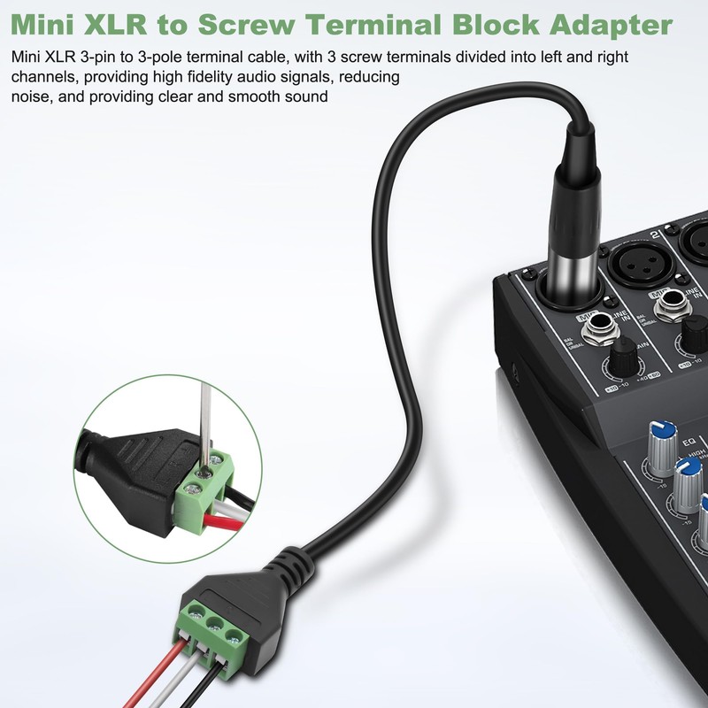 XMSJSIY Mini XLR to Screw Terminal Block Adapter Audio Microphone