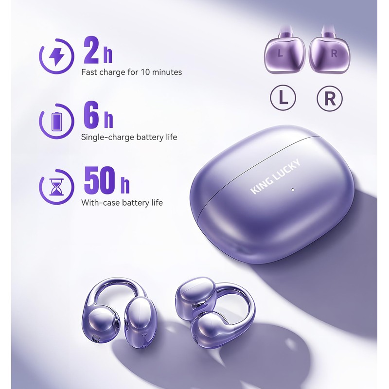 King Lucky Truly upgrade Clip on Earbuds Open Ear Wireless
