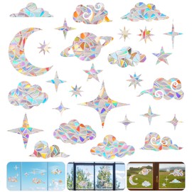 28-Pack Suncatcher Stickers, Sun Catcher Sticker - Prismatic Vinyl Anti-Collision Decals, Rainbow Stickers for Bird Safety & Kids Room Decor