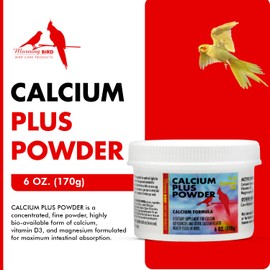 Morning Bird Calcium Plus Powder for Birds 6 oz – Calcium Carbonate Powder with Magnesium Glycinate & Vitamin D – Bone Strength & Immune Support Supplement – Calcium Formula for All Bird Sizes