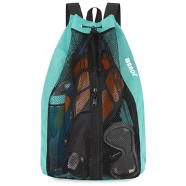 WANDF Swim Bag Mesh Drawstring Backpack Beach Backpack for Swimming, Gym, and Workout Gear(Mint Green)
