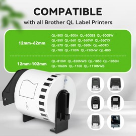 Suminey 6 Rolls DK-2205 (2.4 in x 100 ft) Continuous Compatible Labels for Brother QL Label Printers, High Yield Refillable Address/Shipping Labels, Premium Adhesive & Smudge-Proof