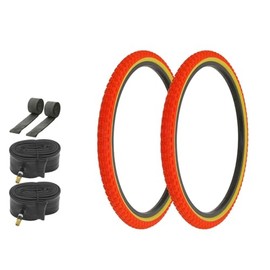 ALTALINE Bicycle 24" x 1.75" Red/Gum Side Wall 2 Tires W/Tubes & Rims Strips AL-1143 Comp III BMX Style | (Two Tire) + (Two Standard Tube) + (Two Rim Strip)