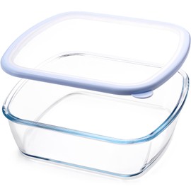 NUTRIUPS Glass Baking Dish with BPA Free Lids, Square Baking Pan, Glass Casserole Dish for Oven Dishwasher Safe, Baking Pan for Lasagna, Risotto (Blue, 2.6L)
