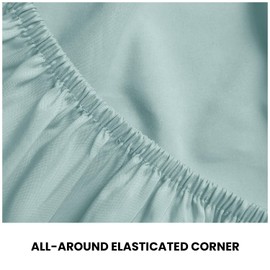 Microfiber Fitted Sheet | Elasticated, Breathable Microfibre King Size Fitted Sheets | Deep Pocket 10 inch (25 cm) Wrinkle Resistant Plain Duck Egg Bedding Bottom Sheet