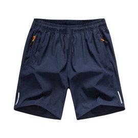 NATUST - Pantalones cortos deportivos de ajuste holgado para niños con bolsillos con cierre, secado rápido, Negro -, 6-7 Años