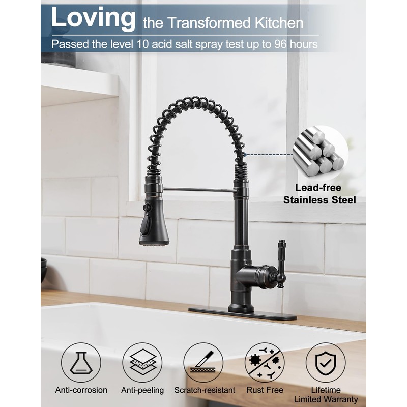 HOIGY Oil Rubbed Bronze Kitchen Faucet 3 Hole or 1