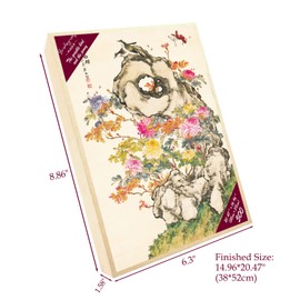 Bristlegrass Wooden Jigsaw Puzzles 500 Piece Puzzles for Adults Chinese Style Painting Julian - The Grackle Bird and The Peony Gift Art Collectibles Decorative Painting Puzzles (500 pcs)