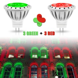 ALIDE ALIDE Red Green MR11 GU4 Led Bulbs,Replace 10W 20W 35W Halogen,12V 3W Red Green MR11 for Christmas Holiday Decoration Outdoor Landscape Lighting,30 Deg,6 Pack Mix
