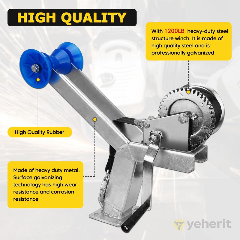 Boat Trailer Winch Post with 1200LB Boat Winch Compatible with
