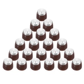 sourcing map 20Pcs Guitar Amplifier Push on Fit Knobs for 6mm/0.24" Dia Potentiometer, Control Knob Brown-Silver for Volume Tone Control, Guitar Bass Parts, Chrome