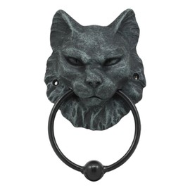 Ebros Faux Stone Mystical Cheshire Cat Gargoyle Door Knocker 7.25" Tall Resin Figurine Door Plaque