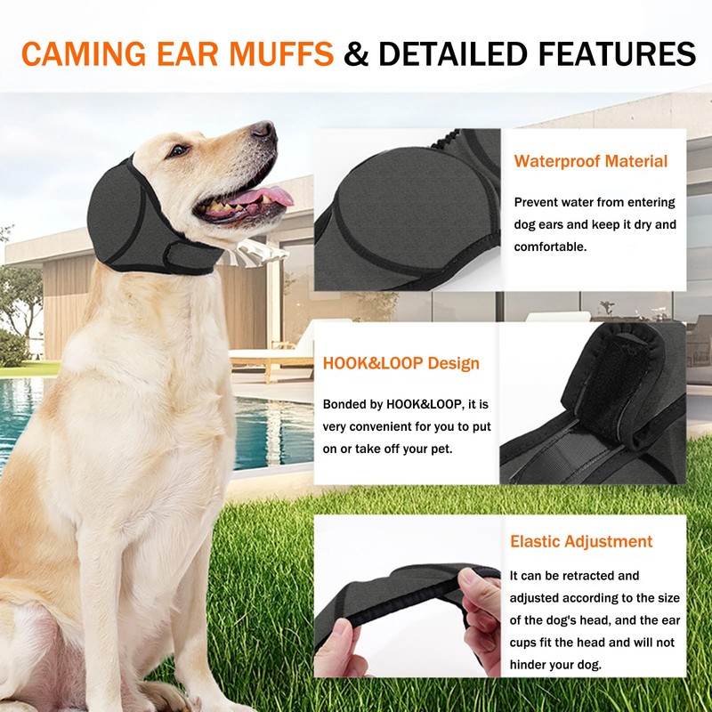 BAMY Swimming Waterproof Dog Ear Caps, Calming Large Dog Ears