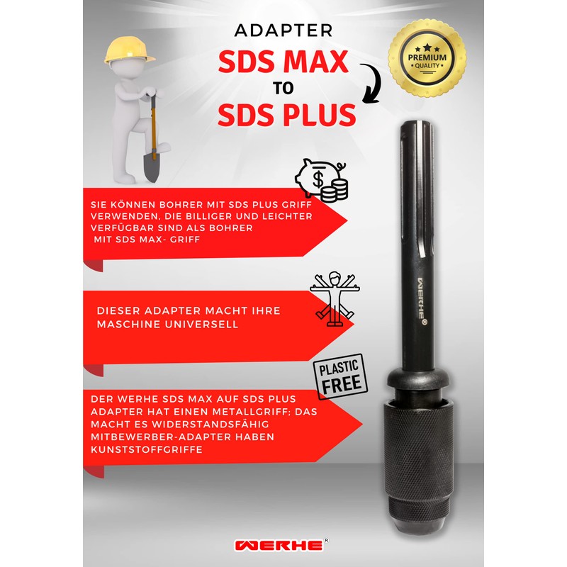 Werhe® SDS Max to Sds Plus Adapter Adapter Sds Max
