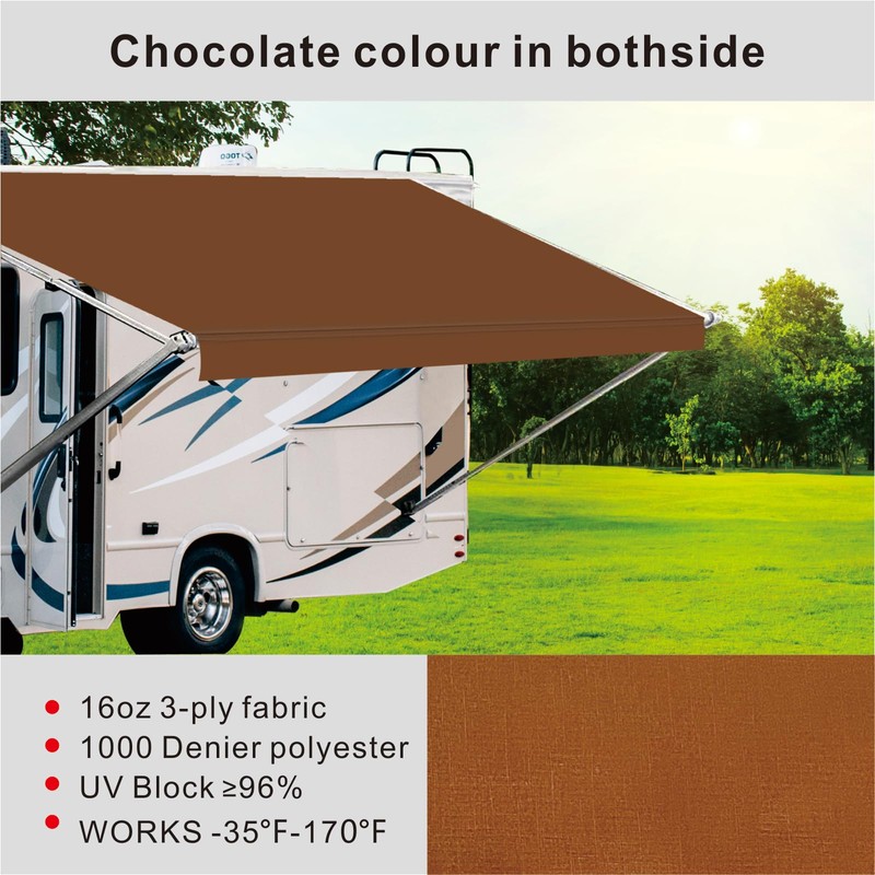 Dulepax RV Awning Fabric Replacement(12'2" Fabric) Heavy Duty 16 oz