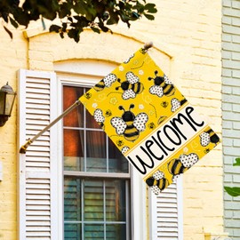 AVOIN colorlife Bee Spring Summer House Flag 28x40 Inch Double Sided Outside, Welcome Seasonal Yard Outdoor Flag