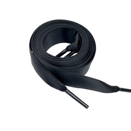 2cm Wide Flat Shoelaces Kids Satin Shoe Laces Girls Ribbon Laces 80cm Long, Black, Small