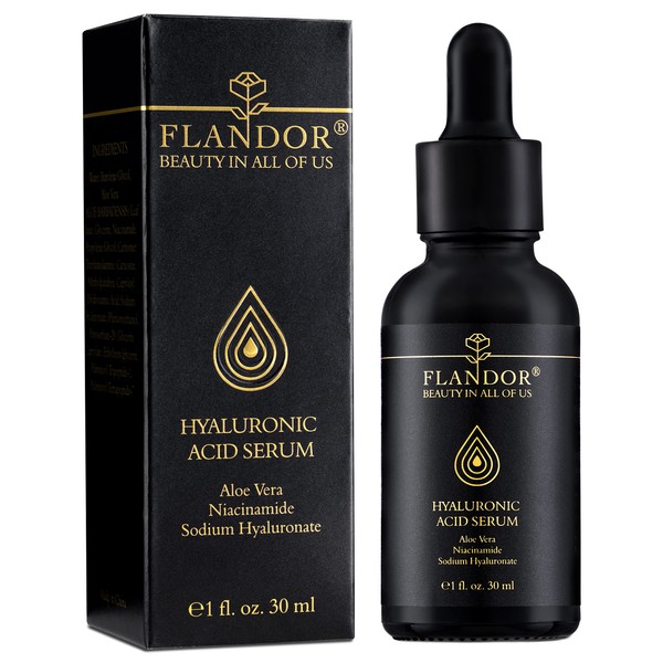 Hyaluronic Acid Face Serum with Aloe Vera, Anti-Wrinkle & Anti-Ageing Serum, Moisturising Cream for Face, Flandor Beauty in All of US