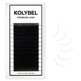 KOLYBEL Classic Lash Extensions 0.15 C CC D DD J B L Curl 20-25mm Mixed Lash Trays Premium Silk Eyelash Extensions Matte Dark Lash Extension for Professional Salon Use (0.15-J-20-25mm)