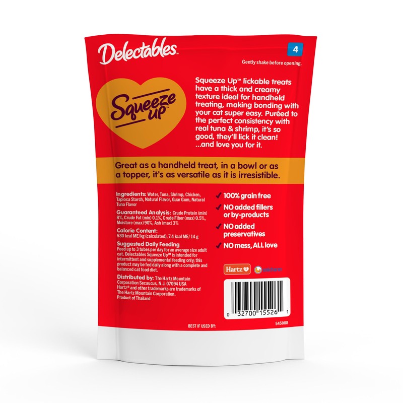 Delectables Squeeze Up Creamy Squeezable Puree, Lickable Wet Cat Treats,