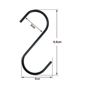 Fushing S Hooks Stainless Steel Kitchen Utensil Closet Metal Utensil Storage 10pcs (Black)