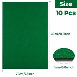 CHRORINE 10 Pcs Green Felt Fabric Sheets Self Adhesive Felt Sheets 8 x 12 Inches Felt Paper for Art and Craft Supplies