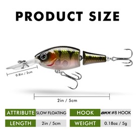TRUSCEND Craz Crankbait Diving Fishing Lures Saltwater Freshwater, 5 Unique Style: Flexible Stainless Bill, Chattering, Sinking, Suspending, Diving Jointed Crankbait, Amazing Bass Pike Salmon Lure