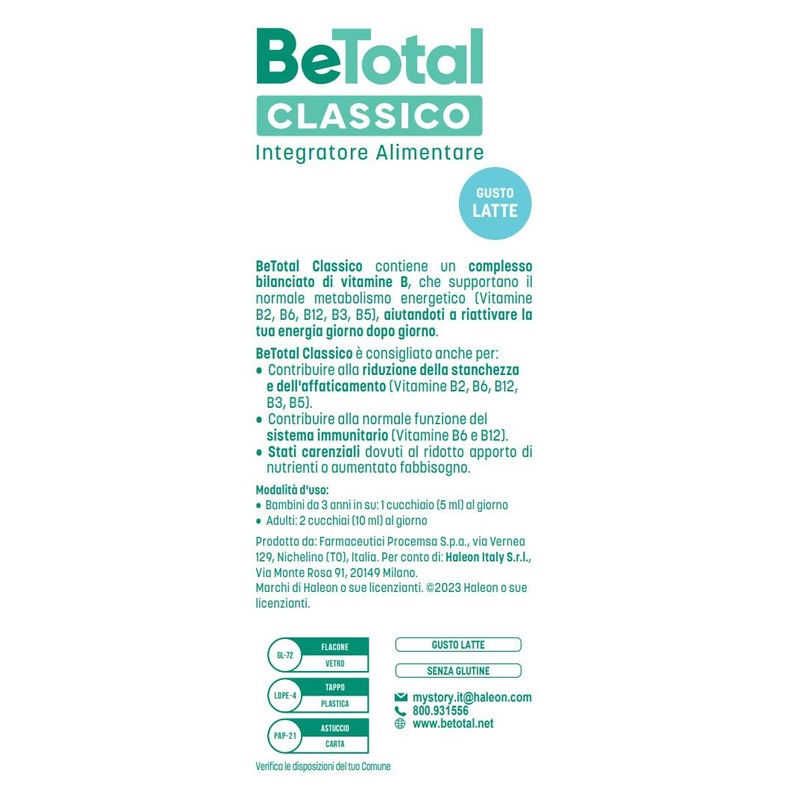 Be-Total Classico Integratore Alimentare di Vitamina B per Ridurre la
