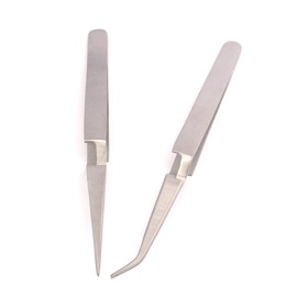 PRECISE CANADA: CROSS LOCK TWEEZER SET OF 2 - BENT & STRAIGHT SELF CLOSING HOLDING TWEEZERS S.S. (E 2)