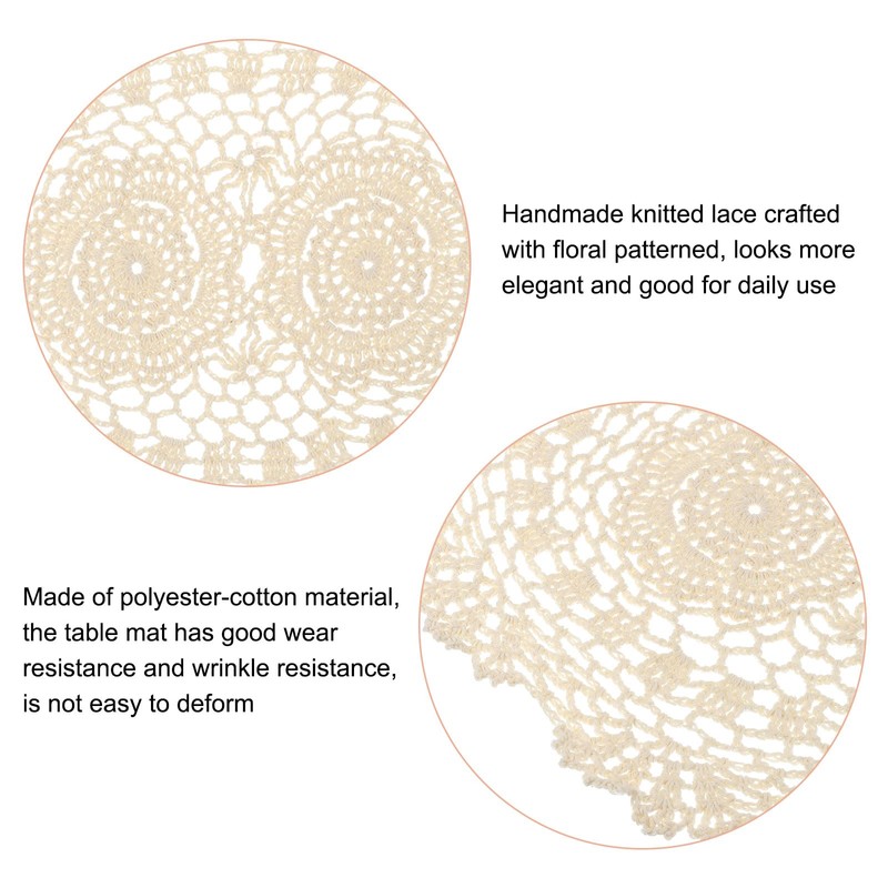 sourcing map 4 Pcs 16x10 Inch Handmade Crochet Doilies, Polyester