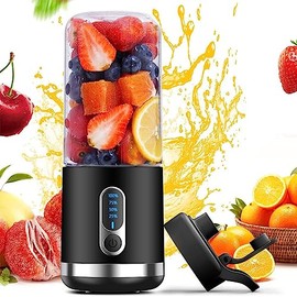 BESNOOW Portable Blender, Personal Blender for Shakes and Smoothies, 4000mAh USB Rechargeable, BPA Free 15.2 Oz 450ML Juicer Cup with 6 Blades and Lid, Portable Juicer for Kitchen/Travel/Gym(Black)