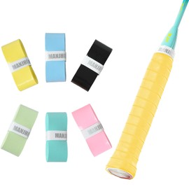 MANJHONG Grip Tape Badminton Racket Tennis Racket Non-Slip Overgrip Badminton Grip Tapes Squash PU Grip Multi-Coloured Pack of 6