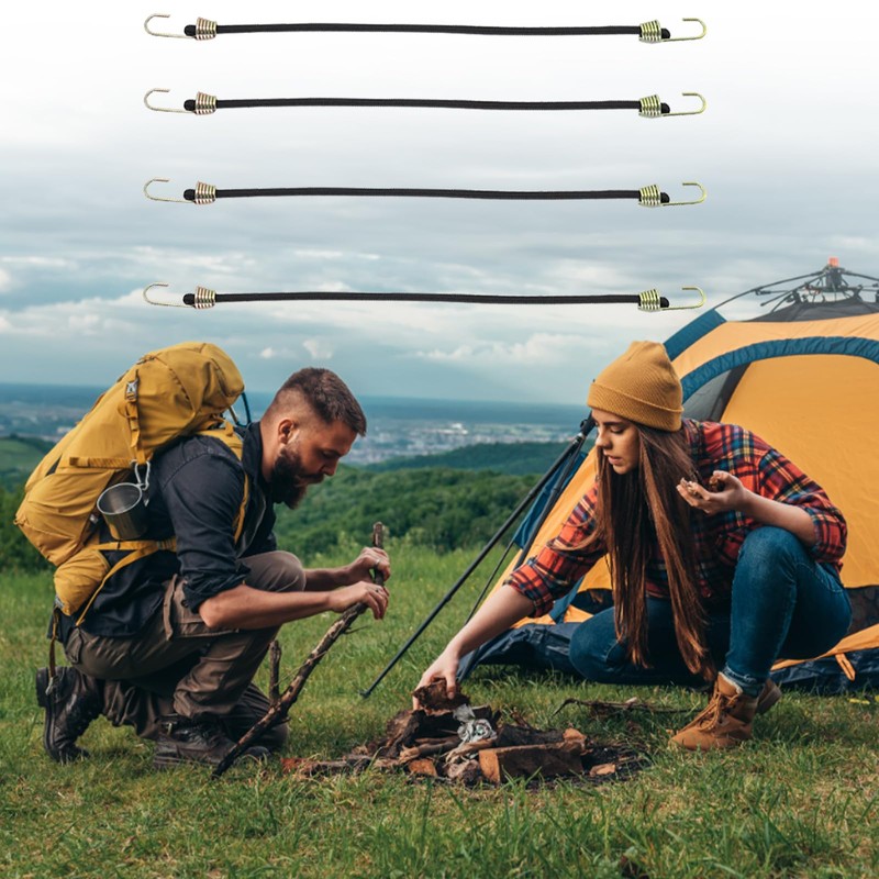 8Pcs Short Elastic Bungee Ropes Mini Bungee Straps Hooks Useful