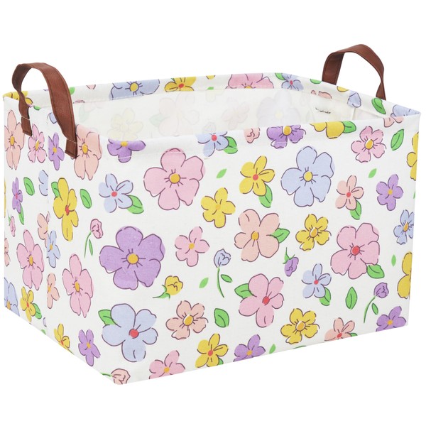 Sanjiaofeng Rectangular Kids Basket Flower Storage Bins,Girls Basket Organizer.Waterproof PE