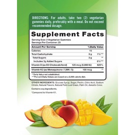 Vitamin D3 K2 Gummies | 50 Count | Vegetarian, Non-GMO | by Nature's Truth