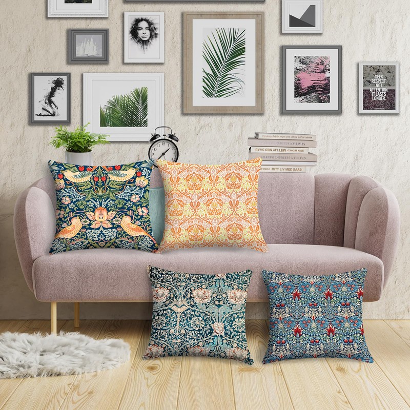 HOSTECCO William Morris Pillow Covers 45x45 cm Pack of 4