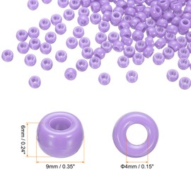 HARFINGTON 1000Pcs Light Purple Pony Beads 6x9mm Acrylic Bulk Plastic Barrel Bead for Necklace Key Chain Jewelry Making Earring Hair Braiding