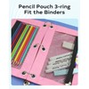 ASBEFORE Pink Pencil Pouch for 3 Ring Binder - Zipper