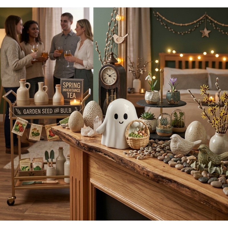 Cute Ghost Pumpkin Statue Halloween Decoration – Adorable Resin Figurine