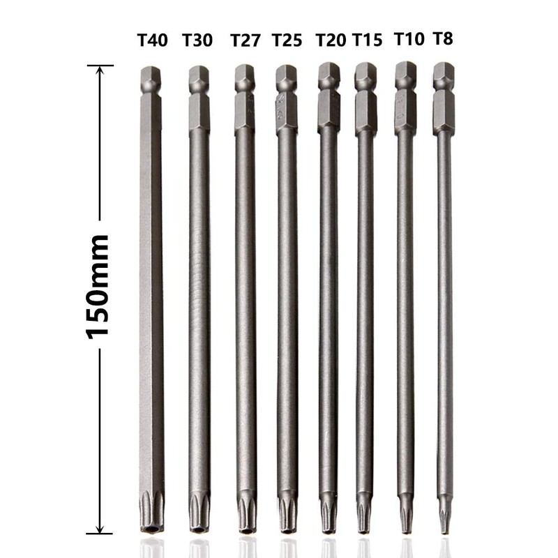Saiper 8 Pieces 1/4 Inch Hex Shank Torx Security Head