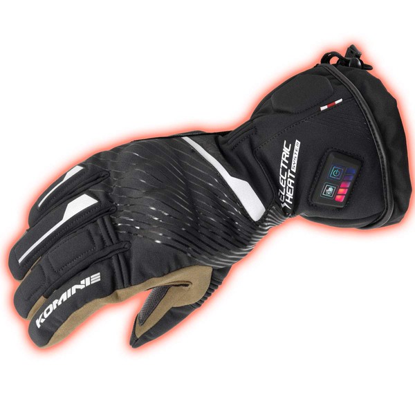Komine EK-215 13072 Dual Heat Protection Electric Gloves for Motorcycles, Black, Large, For Autumn and Winter, Waterproof, Cold Protection, Electric Heat, Stretch Material