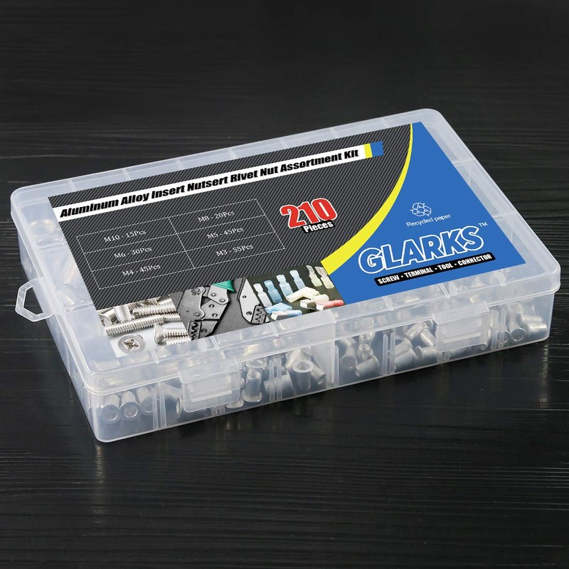 Glarks 210Pcs Aluminum Alloy M3 M4 M5 M6 M8 M10